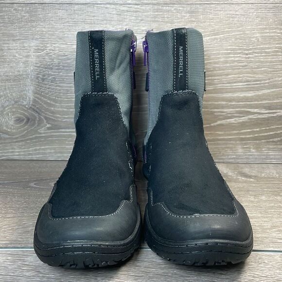 Merrell Albany Sky Women’s Sz 9 Waterproof Black Suede Gray Ankle Winter Boots - Picture 2 of 11